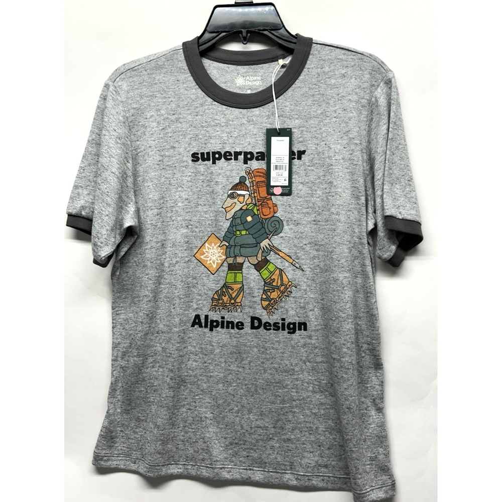 Alpine Design Women's Superpacker Grey Hike Short Sleeve Medium Ringer Tee (C9)